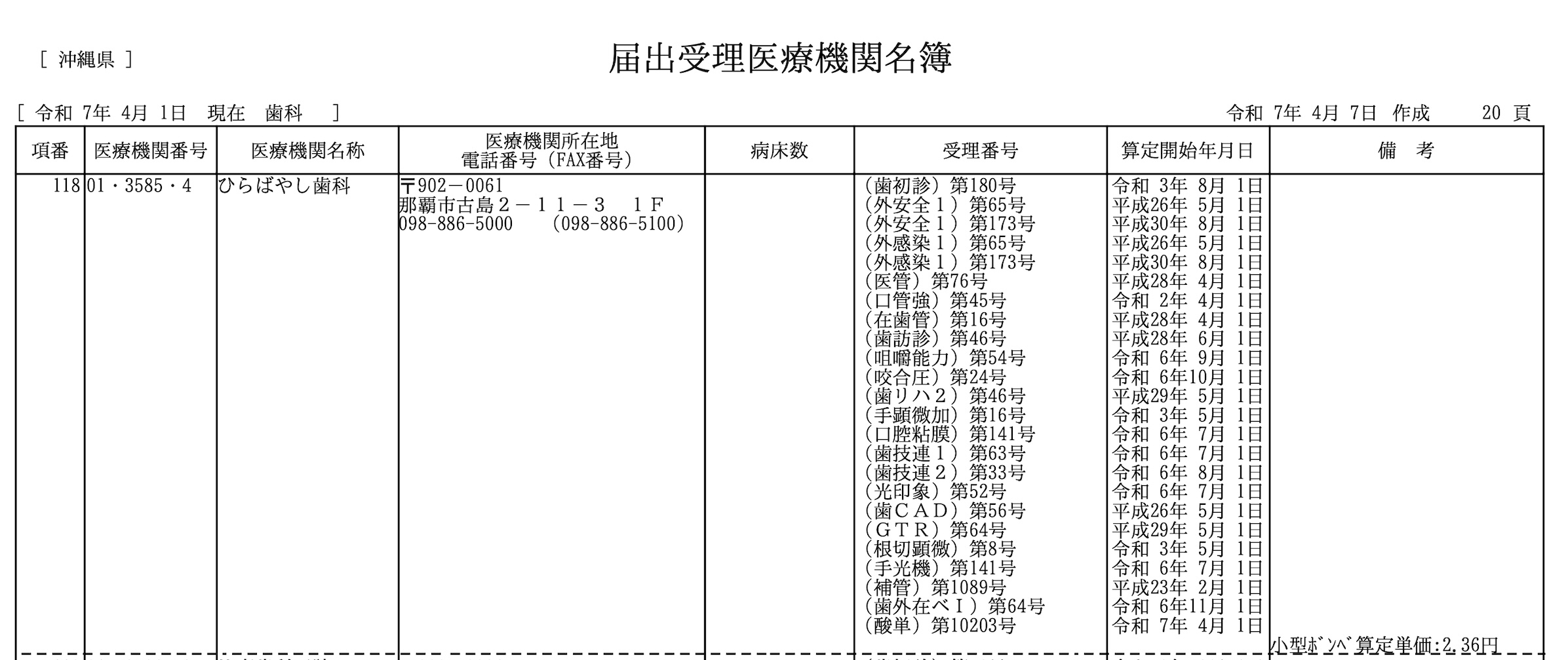 ひらばやし歯科施設基準